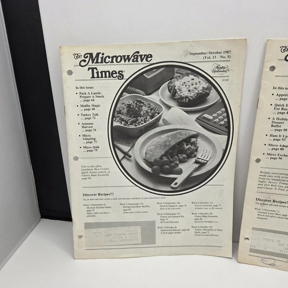 The Microwave Times Magazine Lot of 2 1987 Vol 13 Vintage Recipe Issues